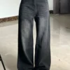 Slimming High-waisted Jeans For Women Pear-shaped Loose-fit Straight-leg Bell Bottoms Plus-size Female Denim Trousers
