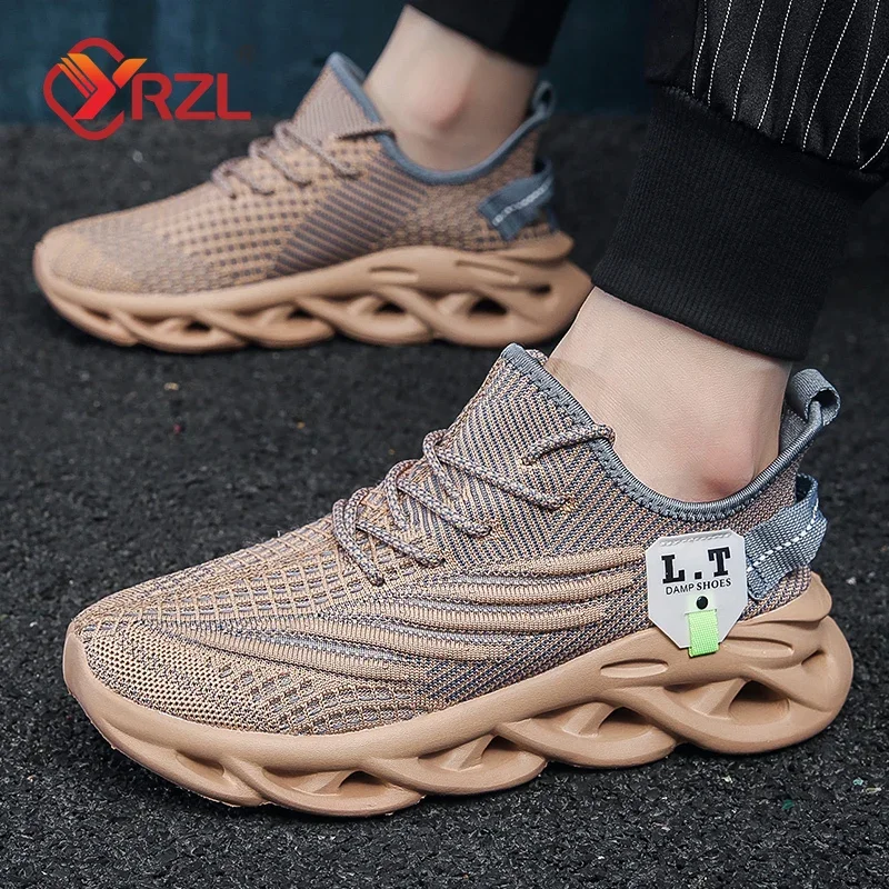 YRZL Men Sports Running Black Jogging Shoes Casual Sneakers Outdoor Breathable Mesh Women Light Shock-absorption Black Tennis - Image 5
