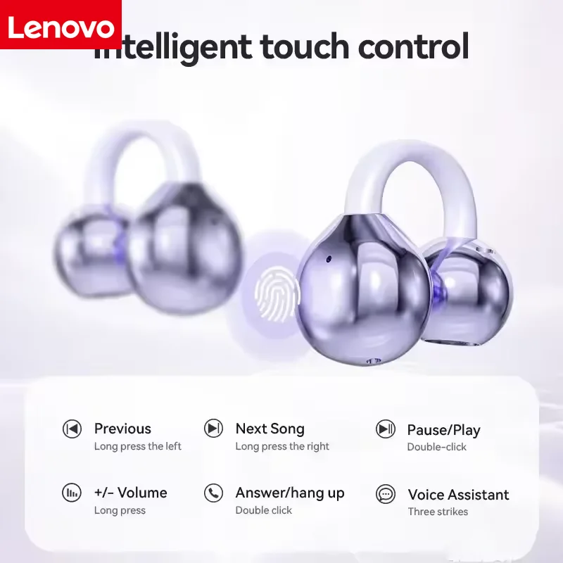 Lenovo Bluetooth Headset Features IPX5 Waterproof and Leak-proof Technology, 9D Stereo Sound, and 24-hour Comfortable Wear. - Image 6